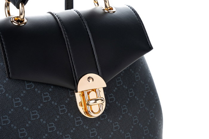 Lucky Bees 1214 v2 Mochila de Piel de Polivinilo Negra, 20x10x23 cm